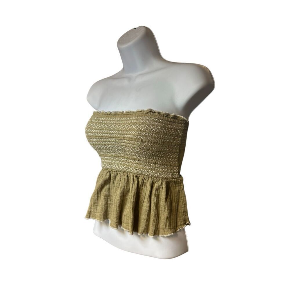 Free People cropped Peplum Tube Top Women XS boho festival